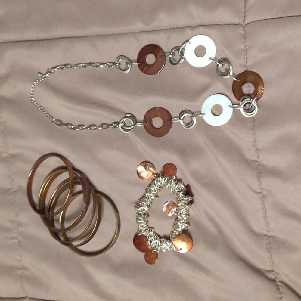 3 for $10- Silver and bronze necklace with matching bracelets